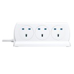 Masterplug SRGDSU63PW Surge Compact 2 USB X3.1A with 6 x13A 3M extension lead High gloss White 