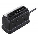 Masterplug SRGDU42MB2 Compact Surge Protected 2 USB X2.1A with 4 Sockets 2M Extension Leads  Matt Black 