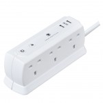 Masterplug SRGDU62MW2 Compact Surge Protected 2 USB X2.1A with 6 Sockets 2M Extension Leads White
