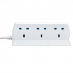 Masterplug SRGDU62MW2 Compact Surge Protected 2 USB X2.1A with 6 Sockets 2M Extension Leads White
