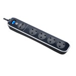 Masterplug SRGLSU43PB Surge 2X USB 3.1A with 4X13A 3M Extension lead High gloss finish Switched Gloss Black