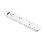 Masterplug SRGLSU43PW Surge 2X USB 3.1A with 4X13A 3M Extension lead High gloss finish Switched Gloss White 