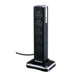 Masterplug SRGTOWSU103PB Surge Tower 2 USB X 3.1A with 10 X13A 3m Extension lead Black 