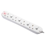 Masterplug SWSRG42N Individually Switched 4 X13A Surge Extension Leads White   