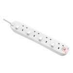 Masterplug SWSRG42N Individually Switched 4 X13A Surge Extension Leads White   