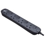 Masterplug SWSRG42NB Individually Switched 4 X13A Surge Extension Leads Black