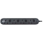 Masterplug SWSRG42NB Individually Switched 4 X13A Surge Extension Leads Black