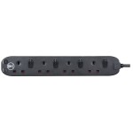 Masterplug SWSRG42NB Individually Switched 4 X13A Surge Extension Leads Black