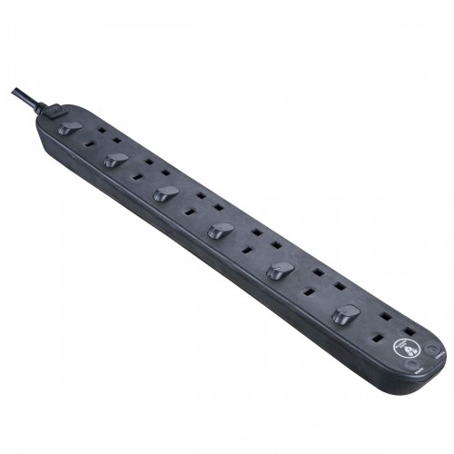 Masterplug SWSRG62NB Individually Switched 6 X13A Surge Extension Leads Black   