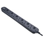 Masterplug SWSRG62NB Individually Switched 6 X13A Surge Extension Leads Black   