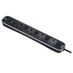 Masterplug SWSRGU42PB Individually Switched Surge 2 X USB 2.1A with 4X13A 2M Extension Lead Black