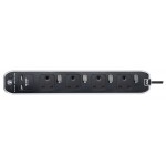 Masterplug SWSRGU42PB Individually Switched Surge 2 X USB 2.1A with 4X13A 2M Extension Lead Black