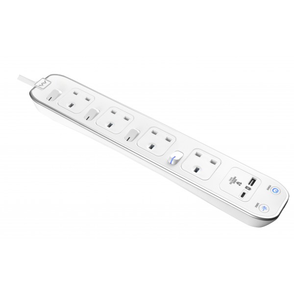 Masterplug - 4 Sockets 2M Power Strip USB-C&A Surge Individually Switched SWSRGUAC2042PW