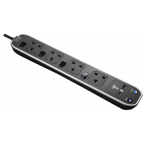 Masterplug - 4 Sockets 3M Power Strip USB-C&A Surge Individually Switched SWSRGUAC2043PB Masterplug - 4 Sockets 3M Power Strip USB-C&A Surge Individually Switched SWSRGUAC2043PB
