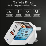 Masterplug 13A 67W USB C1 + C2 + A Fast Adaptor LED Power Indicator (White) USBPLGACC67W/U