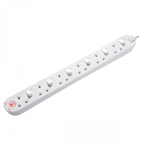 Masterplug SWSRG62N Individually Switched 6 X13A Surge Extension Leads White   