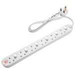 Masterplug SWSRG62N Individually Switched 6 X13A Surge Extension Leads White   