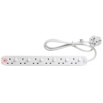 Masterplug SWSRG62N Individually Switched 6 X13A Surge Extension Leads White   