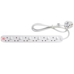 Masterplug SWSRG62N Individually Switched 6 X13A Surge Extension Leads White   