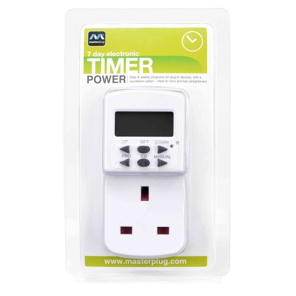 Masterplug TES7 7 Days Programmable Electronic Timer White   