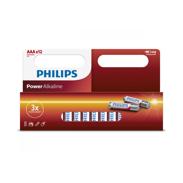 Philips Power Alkaline Batteries AAA 12 pcs/pack LR03P12B/97