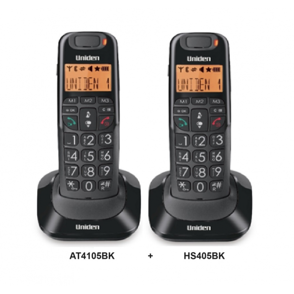 Uniden AT4105BK & HS405BK  Big Button Big Numbers Cordless phone Black