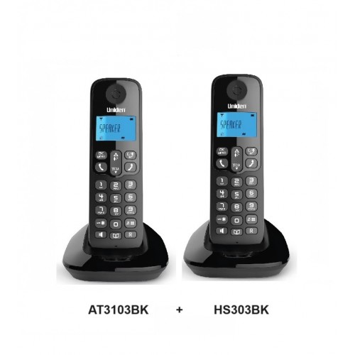 Uniden AT3103BK & HS303BK Twins Cordless Caller ID Black