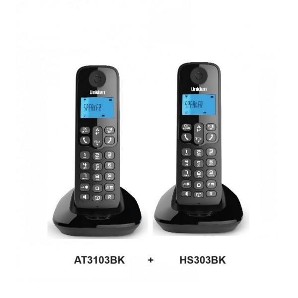 Uniden AT3103BK & HS303BK Twins Cordless Caller ID Black